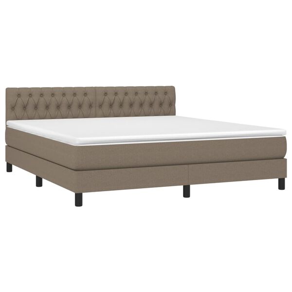 vidaXL Cama box spring con colch&oacute;n tela gris taupe 180x200 cm