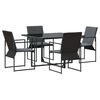 vidaXL Conjunto de Comedor de Jard&iacute;n 5 uds. Negro Acero