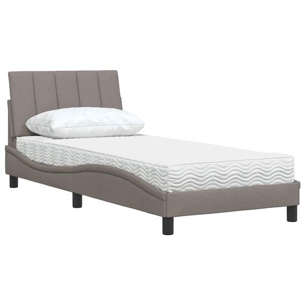 vidaXL Cama con colch&oacute;n Hanko tela gris taupe 90x190 cm