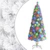 vidaXL &Aacute;rbol de Navidad artificial con luces fibra &oacute;ptica blanco 240cm