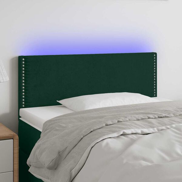 vidaXL Cabecero con LED de terciopelo verde oscuro 80x5x78/88 cm