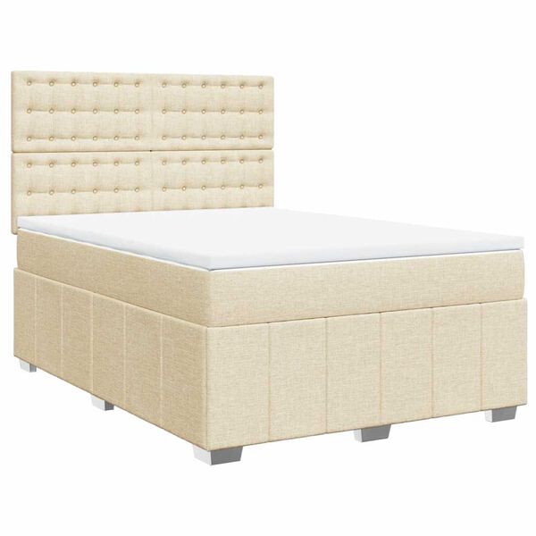 vidaXL Cama box spring con colch&oacute;n tela color crema 140x190 cm