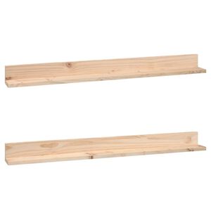 vidaXL Estantes de pared 2 uds madera maciza de pino 110x11x9 cm
