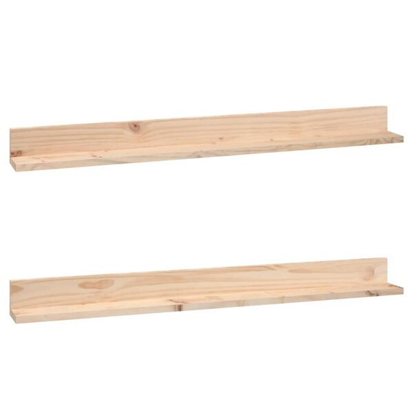 vidaXL Estantes de pared 2 uds madera maciza de pino 110x11x9 cm