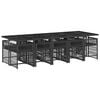 vidaXL Set de comedor jard&iacute;n 11 pzas con cojines rat&aacute;n sint&eacute;tico negro