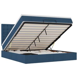 vidaXL Estructura de cama otomana con colch&oacute;n tela azul 160x200 cm