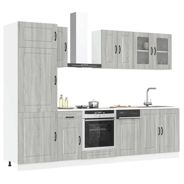 vidaXL Mueble cocina Kalmar sonoma gris 8 pzas madera contrachapada