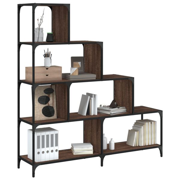 vidaXL Librer&iacute;a de 4 pelda&ntilde;os madera marr&oacute;n roble 139x33,5x149 cm