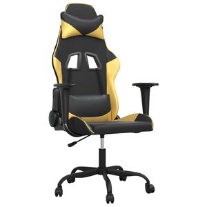 vidaXL Silla gaming cuero sint&eacute;tico negro y dorado