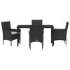 vidaXL Conjunto de Comedor de Jard&iacute;n 5 pcs Negro rat&aacute;n sint&eacute;tico