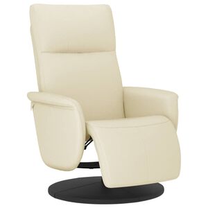 vidaXL Sill&oacute;n reclinable con reposapi&eacute;s cuero sint&eacute;tico color crema