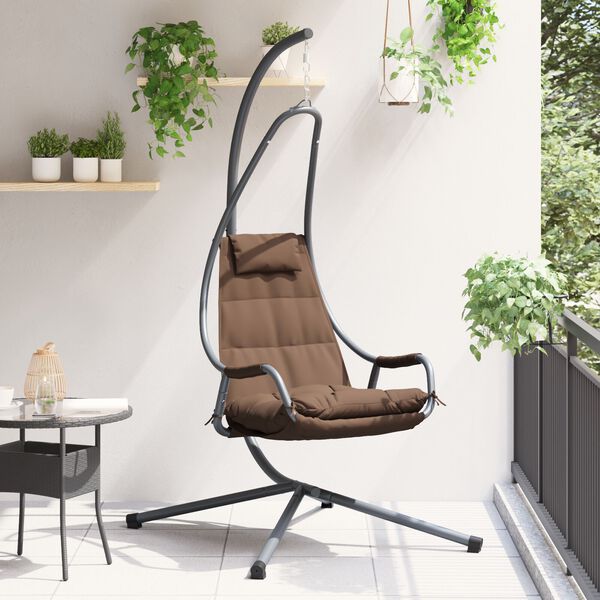 vidaXL Silla huevo colgante Manual Café 94 x 107 x 196.5 cm Acero