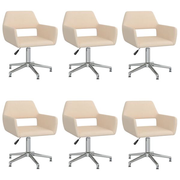 vidaXL Sillas de comedor giratorias 6 unidades tela crema