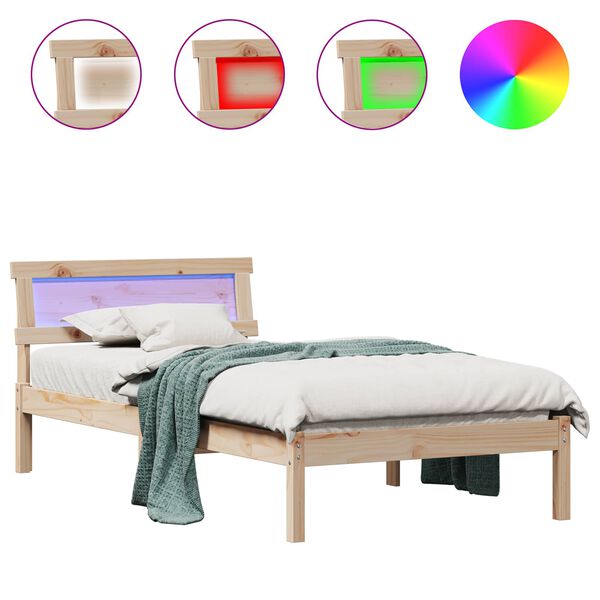 vidaXL Estructura de cama Marrón 75 x 190 cm Madera de pino macizo