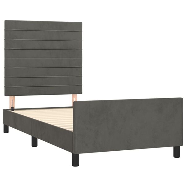 vidaXL Estructura de cama sin colch&oacute;n terciopelo gris oscuro 90x190 cm