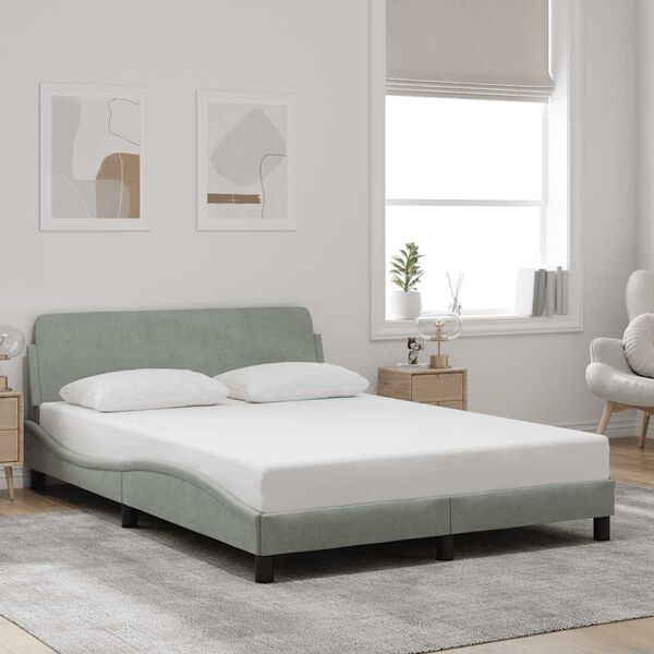 vidaXL Estructura de cama Dover terciopelo gris claro 140x190 cm