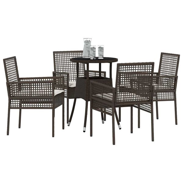 vidaXL Conjunto de Comedor de Jardín 5 pcs Marrón Poliratán