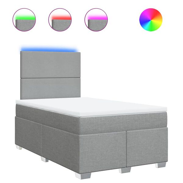 vidaXL Cama box spring con colch&oacute;n tela gris claro 120x190 cm