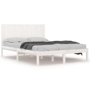vidaXL Estructura de cama sin colch&oacute;n madera maciza blanca 200x200 cm