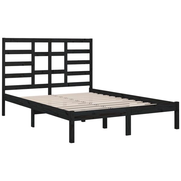 vidaXL Estructura de cama sin colchón madera maciza negro 140x190 cm