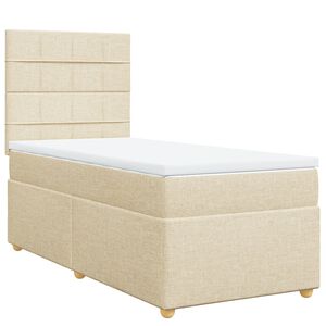 vidaXL Cama box spring con colch&oacute;n tela color crema 90x190 cm