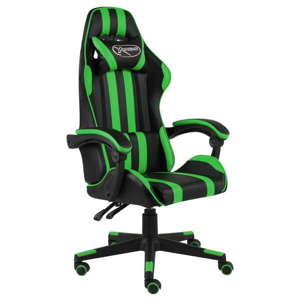 vidaXL Silla gaming de cuero sint&eacute;tico negro y verde