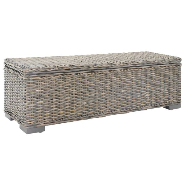 vidaXL Caja de almacenaje madera caoba gris y rat&aacute;n Kubu natural 110cm