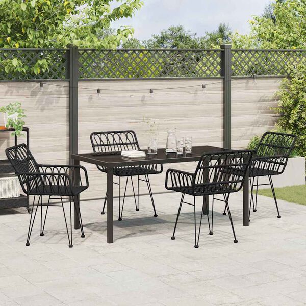 vidaXL Conjunto de Comedor de Jard&iacute;n 5 pcs Negro