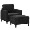 vidaXL Sillón con taburete terciopelo negro 60 cm