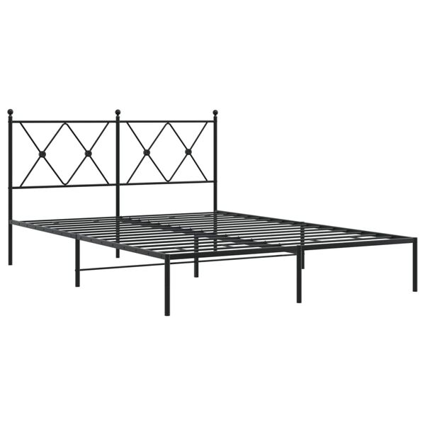 vidaXL Estructura cama sin colch&oacute;n con cabecero metal negro 135x190 cm