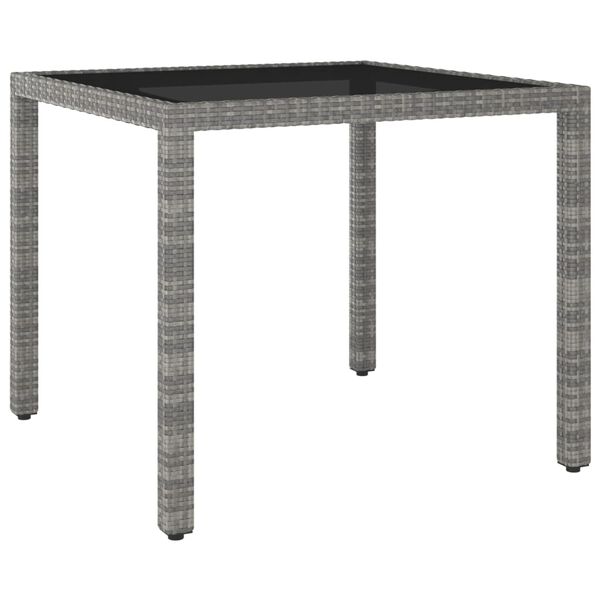 vidaXL Mesa de jardín ratán sintético gris 90x90x75 cm