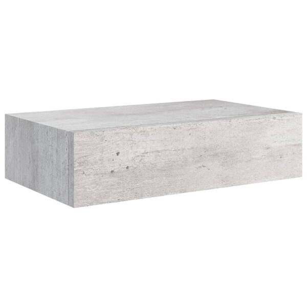 vidaXL Estante de pared con cajón 2 uds MDF gris hormigón 40x23,5x10cm
