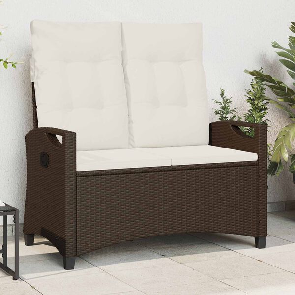 vidaXL Banco de jard&iacute;n con almohada Marr&oacute;n y crema 105 x 60 x 112 cm