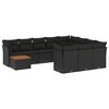 vidaXL Set de sof&aacute;s de jard&iacute;n 11 pzas y cojines rat&aacute;n sint&eacute;tico negro