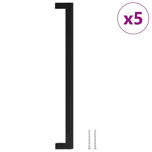 vidaXL Tiradores para armarios 5 uds acero inoxidable negro 320 mm