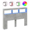 vidaXL Cabecero de cama con luz LED gris hormig&oacute;n 140x17x102 cm