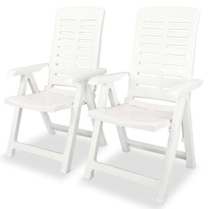vidaXL Sillas de jard&iacute;n reclinables 2 unidades pl&aacute;stico blanco