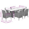 vidaXL Set comedor jard&iacute;n 7 pzas y cojines rat&aacute;n sint&eacute;tico gris
