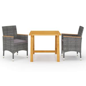 vidaXL Juego de comedor de jard&iacute;n de 3 piezas gris