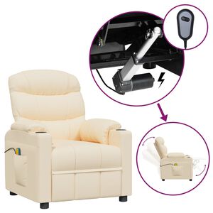vidaXL Sill&oacute;n de masaje el&eacute;ctrico tela color crema
