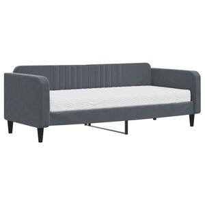 vidaXL Sof&aacute; cama con colch&oacute;n terciopelo gris oscuro 90x200 cm
