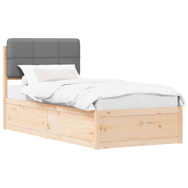 vidaXL Estructura de Cama con Cabecera Tapizada Gris Claro 90 x 190 cm