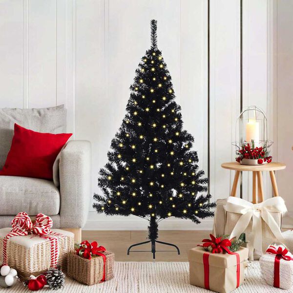 vidaXL &Aacute;rbol de Navidad Artificial Preiluminado Negro 120 cm PVC