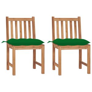 vidaXL Sillas de jard&iacute;n 2 unidades madera maciza de teca con cojines