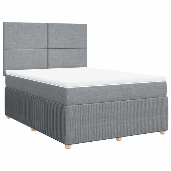 vidaXL Cama box spring con colch&oacute;n tela gris claro 140x200 cm