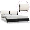 vidaXL Estructura de cama con LED cuero PE negra y blanca 135x190 cm