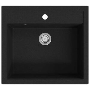 vidaXL Fregadero de cocina de granito con un seno negro