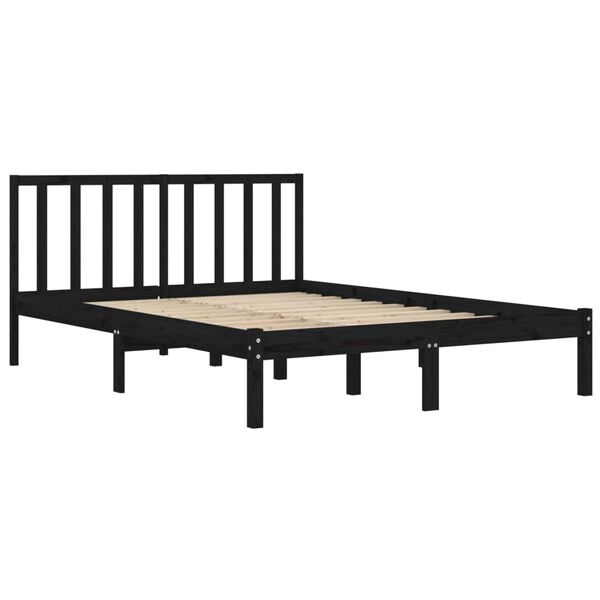 vidaXL Estructura de cama sin colch&oacute;n madera de pino negro 200x200 cm
