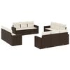 vidaXL Set de sof&aacute;s de jard&iacute;n y cojines 12 pzas rat&aacute;n sint&eacute;tico marr&oacute;n