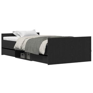 vidaXL Estructura de cama con cabecera Roble Negro 193 x 93 x 50 cm